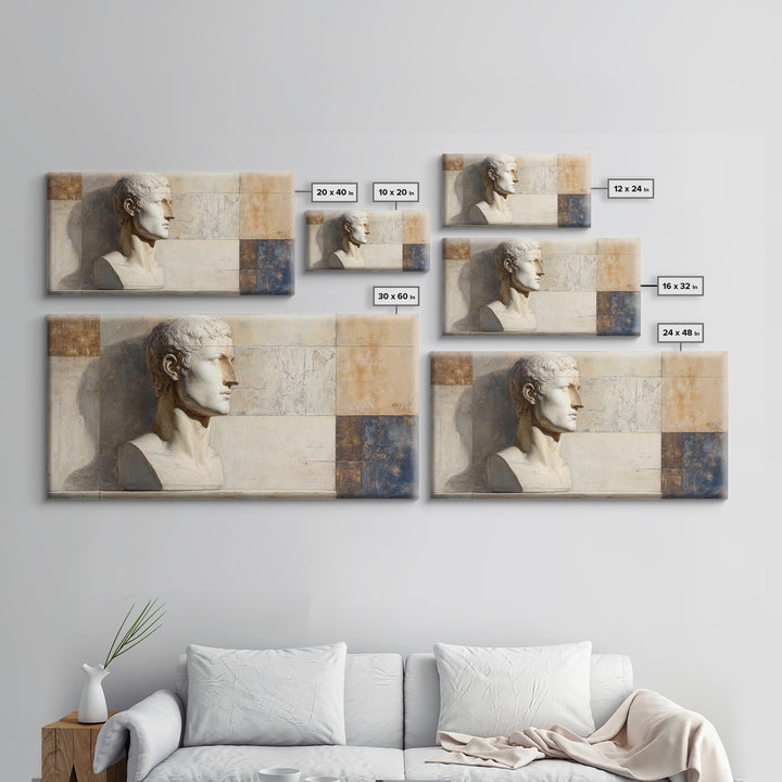 Classical Statue Bust Framed Canvas Print, Law Office Art, Fine Art Print, Office Decor, Fine Art, Counsel, Painting, LOA-2x1-20