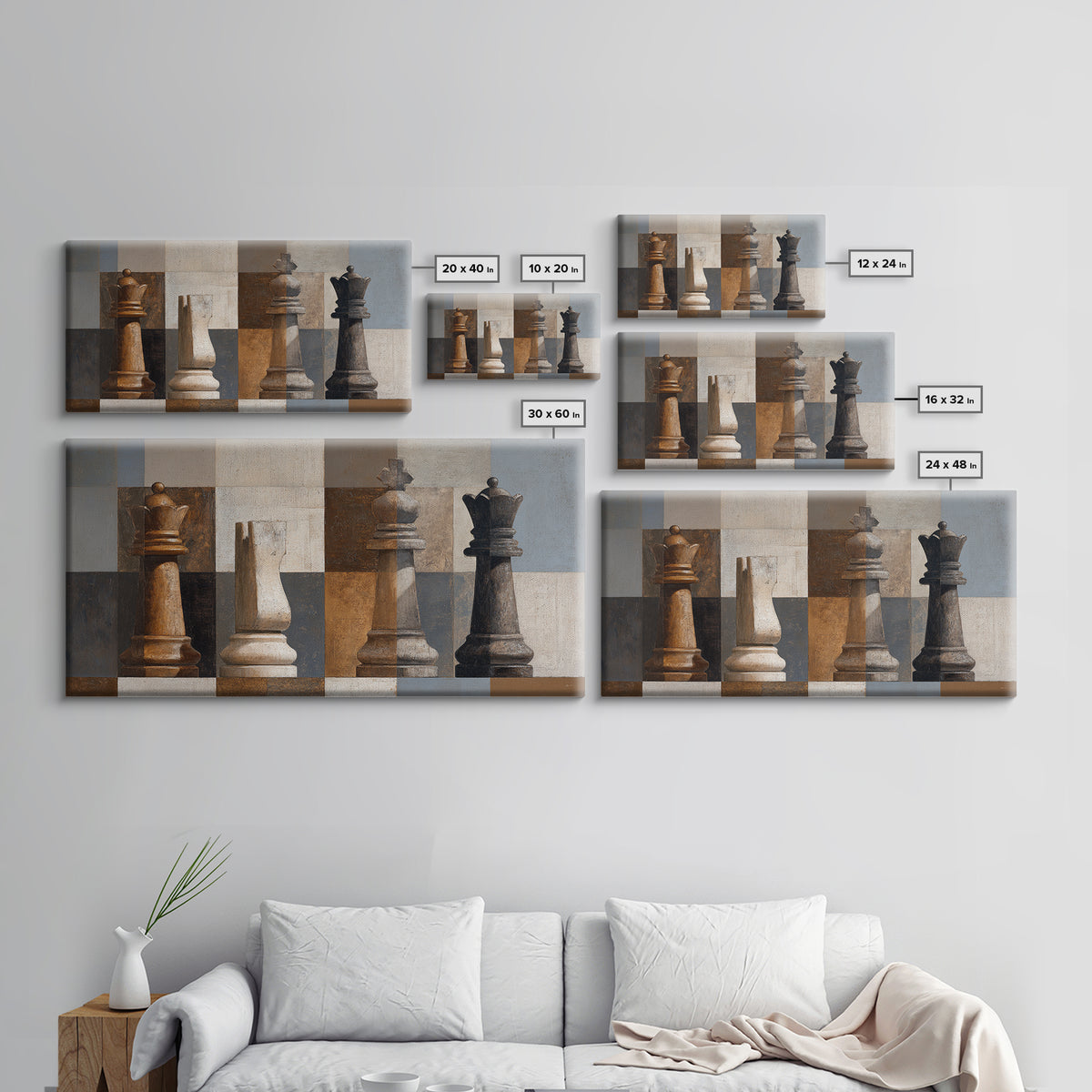 Single Chess King Framed Canvas Print, Law Office Art, Home Decor, Office Decor, Fine Art, Counsel, Minimalist Decor, LOA-2x1-42