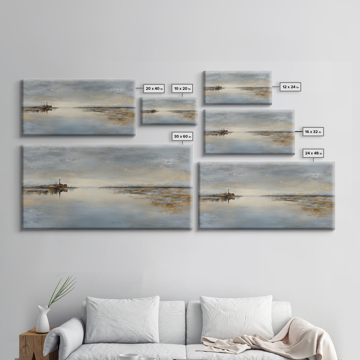 Stormy Landscape with Lighthouse as Guidance Metaphor Framed Canvas Print, Law Office Art, Poster Print, Office Decor, Counsel, LOA-2x1-55