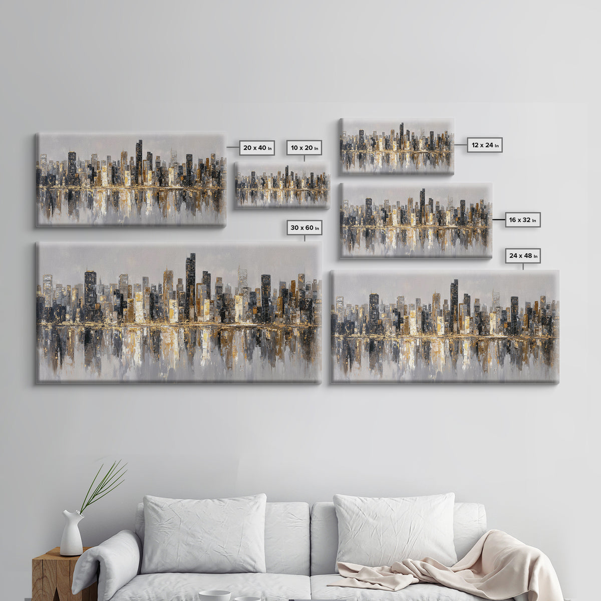 Quiet City Skyline Framed Canvas Print, Law Office Art, Digital Prints, Office Decor, Abstract Art, Counsel, Gifts for Lawyers, LOA-2x1-56