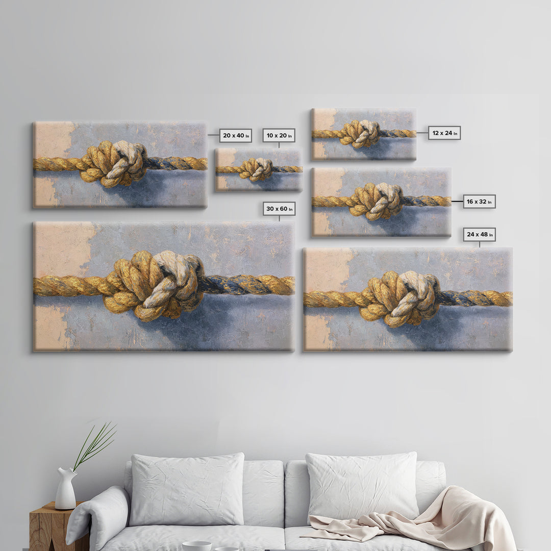 Gold Thread Knot Symbolizing Resolution Canvas Print, Law Office Art, Statement Artwork, Office Decor, Oil Painting, Counsel, LOA-2x1-62