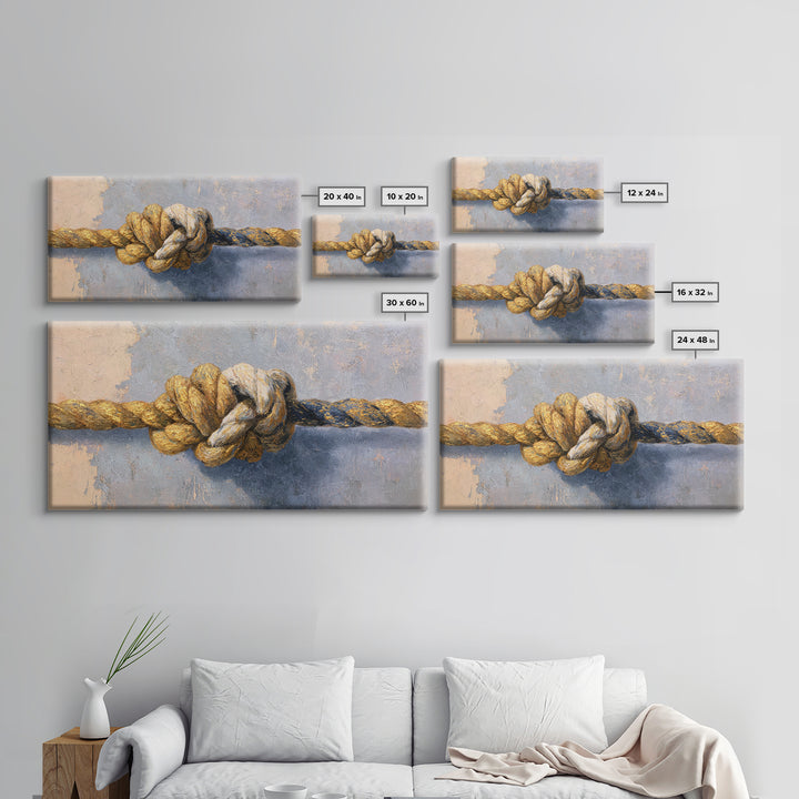 Gold Thread Knot Symbolizing Resolution Canvas Print, Law Office Art, Statement Artwork, Office Decor, Oil Painting, Counsel, LOA-2x1-62