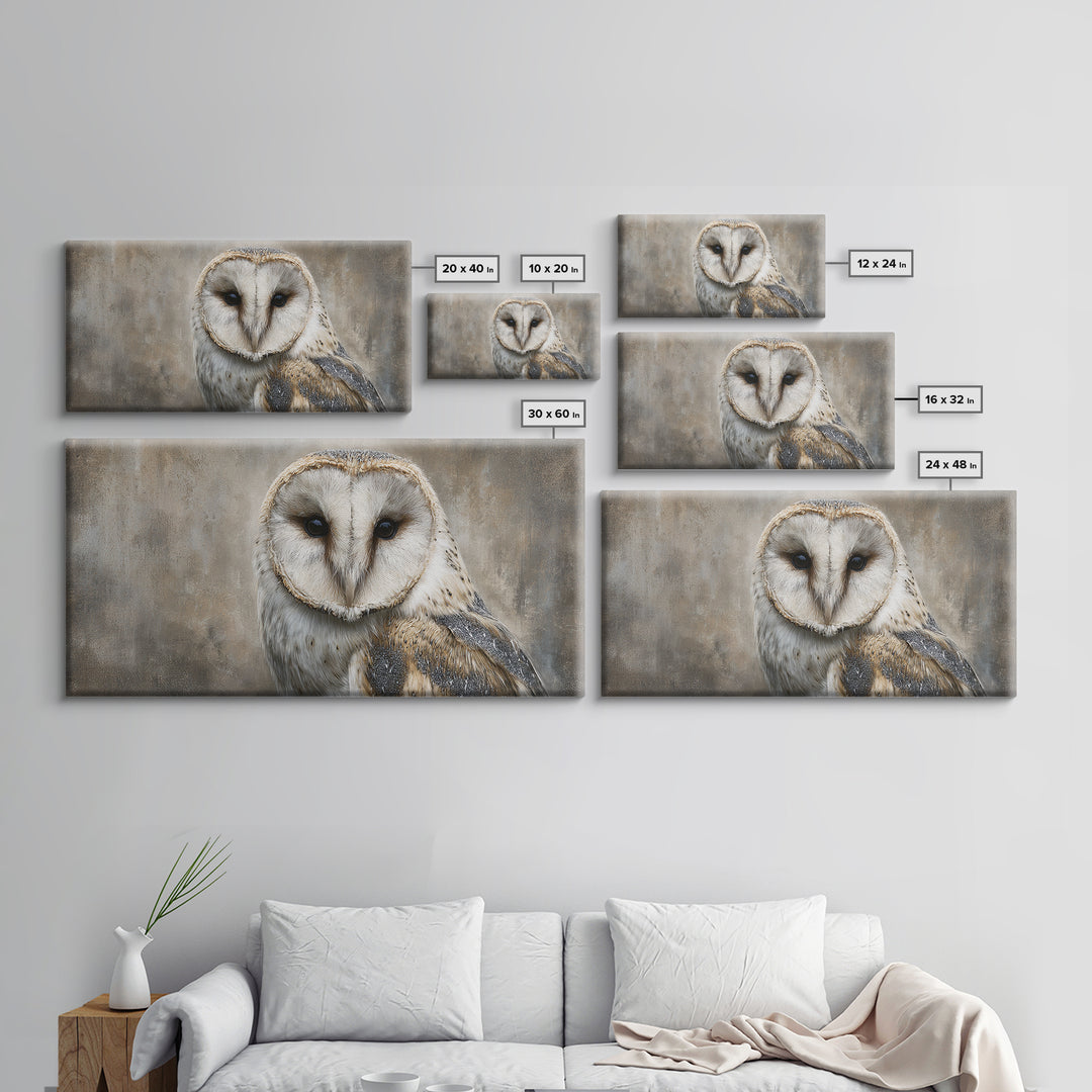Owl Portrait Representing Wisdom Framed Canvas Print, Law Office Art, Decor, Office Decor, Fine Art, Counsel, Bookish Wall Art, LOA-2x1-85