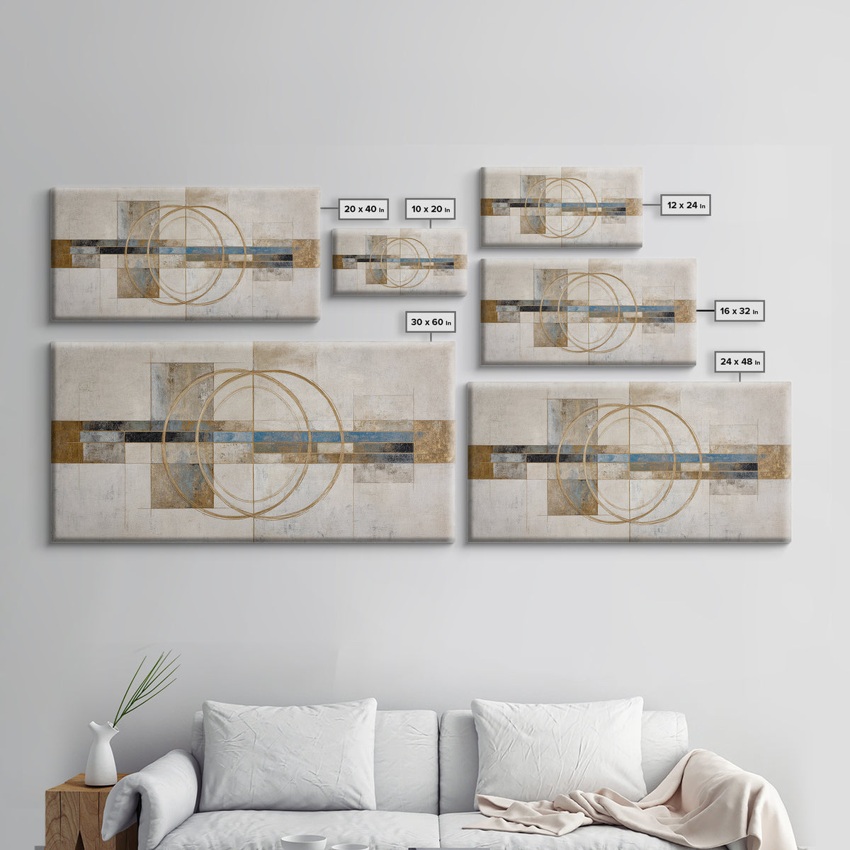 Gold Thread Knot Symbolizing Resolution Framed Canvas Print, Law Office Art, Textured Painting, Office Decor, Fine Art, Counsel, LOA-2x1-86