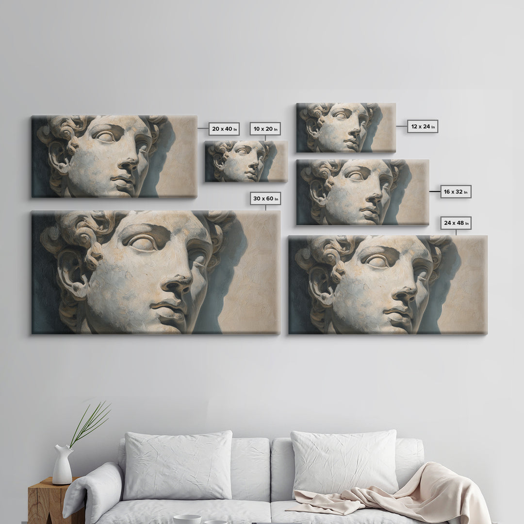 Classical Statue Bust Framed Canvas Print, Law Office Art, Office Wall Decor, Office Decor, Oil Painting, Counsel, Law School, LOA-2x1-92