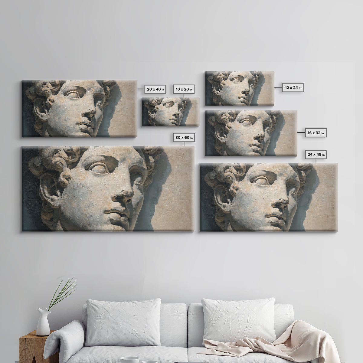 Classical Statue Bust Framed Canvas Print, Law Office Art, Office Wall Decor, Office Decor, Oil Painting, Counsel, Law School, LOA-2x1-92