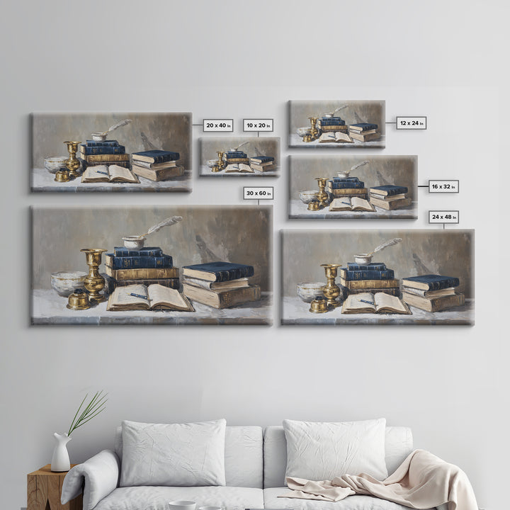 Dignified Law Books and Fountain Pen Still Canvas Print, Law Office Art, Minimalist Decor, Office Decor, Fine Art, Counsel, LOA-2x1-94