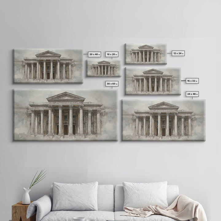 Marble Courthouse Column Study Without Building Scene Canvas Print, Law Office Art, Teen Girl Room Decor, Office Decor, Counsel, LOA-2x1-95