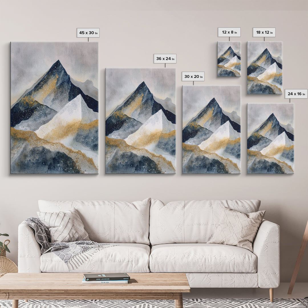 Ink Wash Mountain Symbolizing Stability Framed Canvas Print, Law Office Art, Washington Dc Art, Office Decor, Fine Art, Counsel, LOA-2x3-100