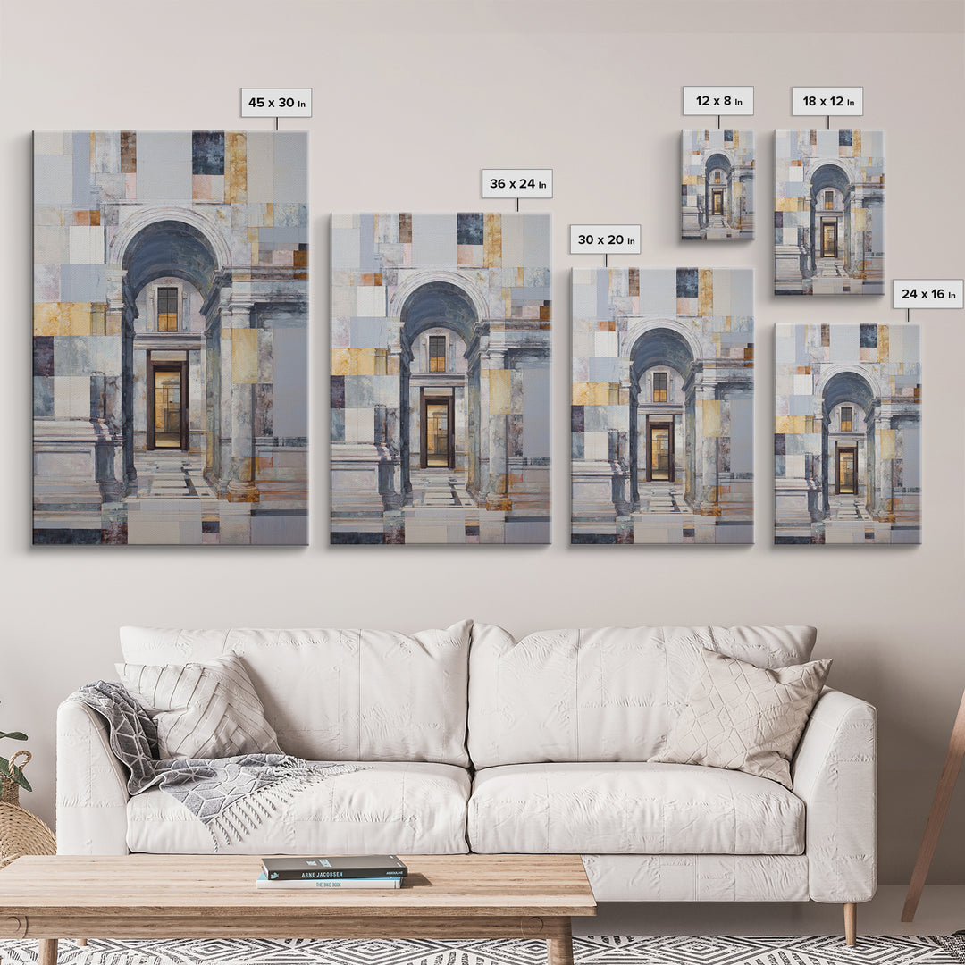 Architectural Arch and Column Abstraction Framed Canvas Print, Law Office Art, Statement Artwork, Office Decor, Counsel, LOA-2x3-22