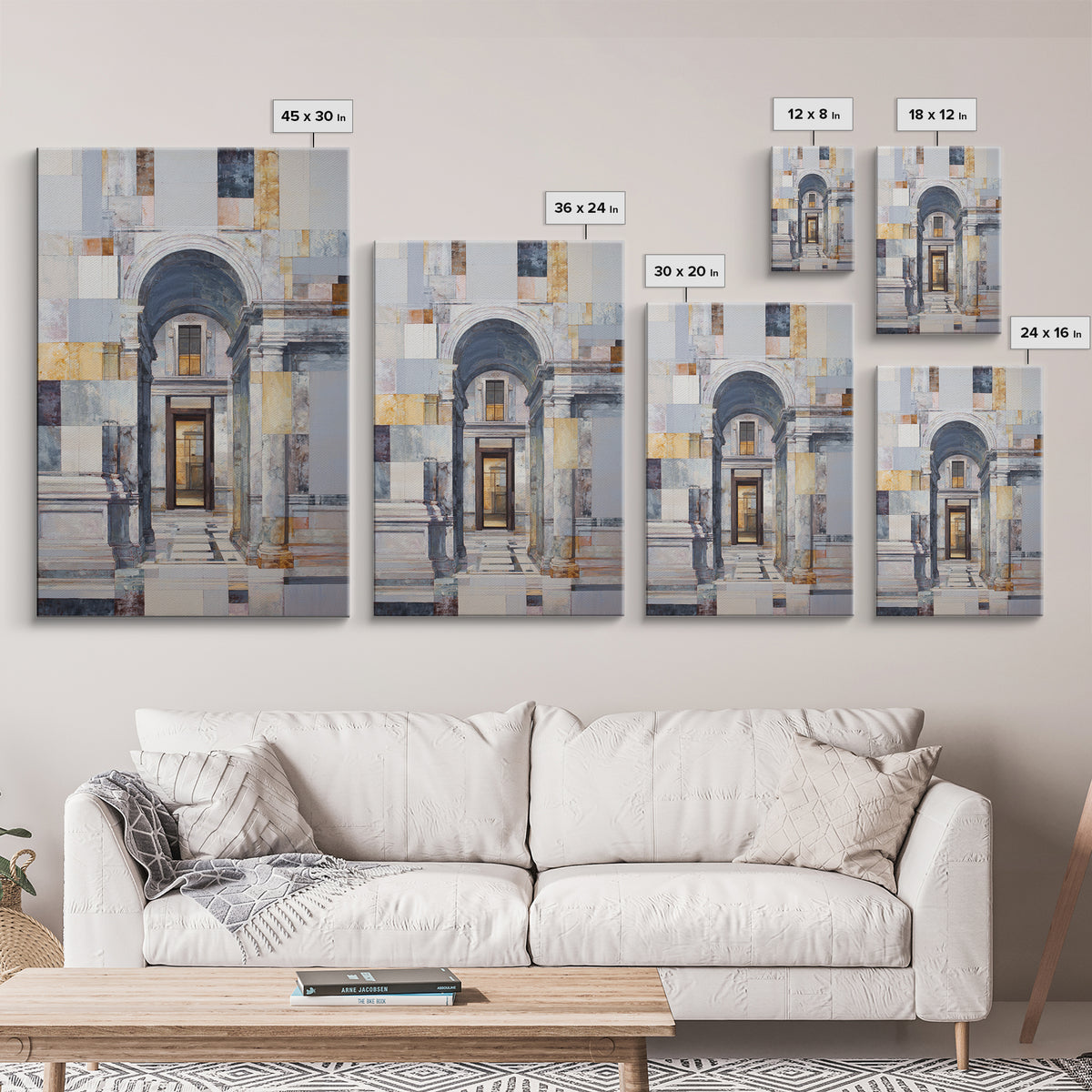 Architectural Arch and Column Abstraction Framed Canvas Print, Law Office Art, Statement Artwork, Office Decor, Counsel, LOA-2x3-22