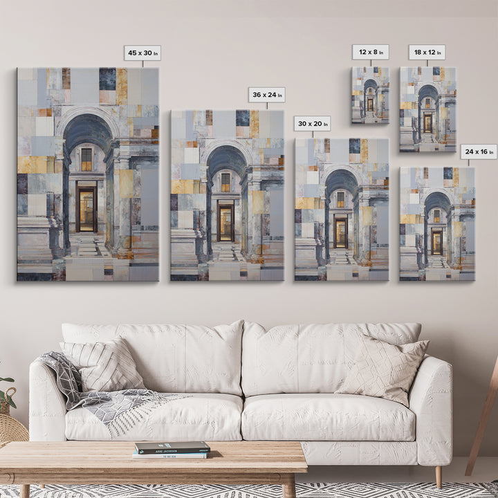 Architectural Arch and Column Abstraction Framed Canvas Print, Law Office Art, Statement Artwork, Office Decor, Counsel, LOA-2x3-22