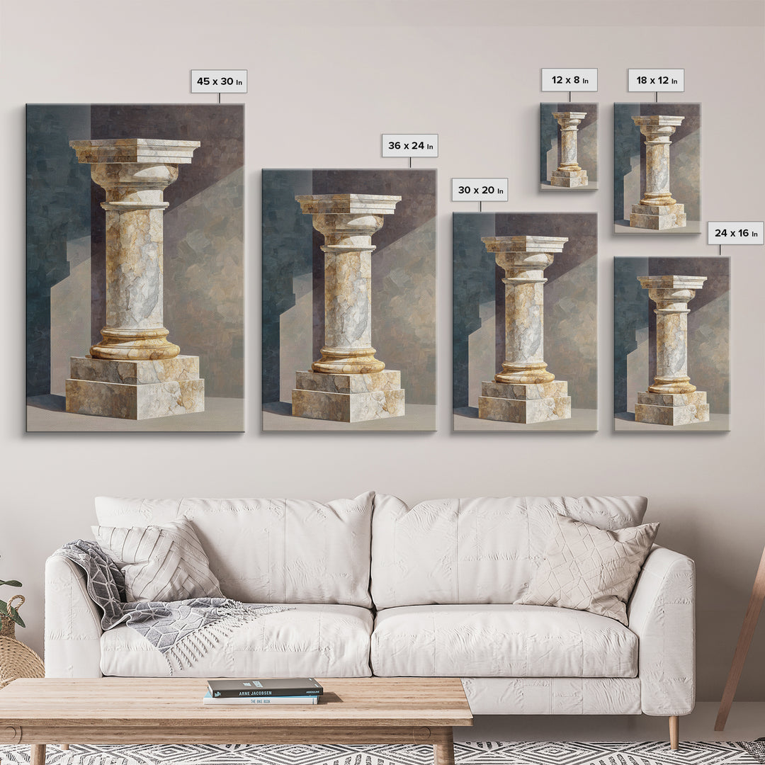 Marble Courthouse Column Study Without Building Scene Canvas Print, Law Office Art, Office Decor, Watercolor Art, Counsel, LOA-2x3-35