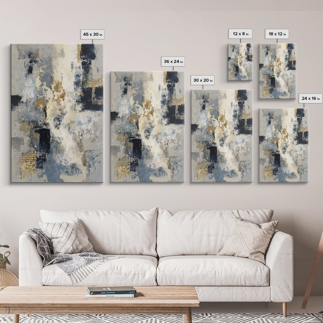 Abstract Navy and Gold Composition for Authority Canvas Print, Law Office Art, Office Wall Decor, Office Decor, Counsel, LOA-2x3-36