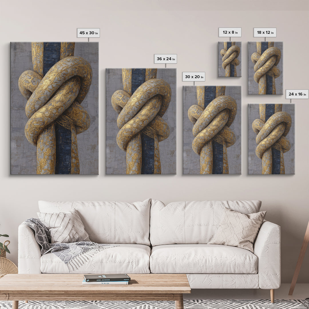 Gold Thread Knot Symbolizing Resolution Canvas Print, Law Office Art, Boho Decor, Office Decor, Counsel, Digital Prints, LOA-2x3-50