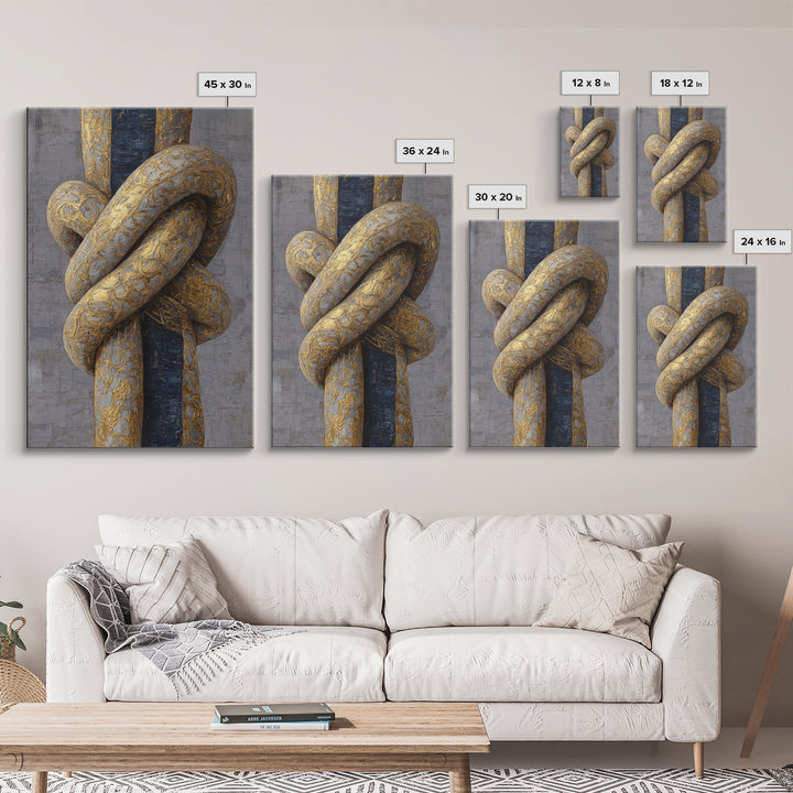 Gold Thread Knot Symbolizing Resolution Canvas Print, Law Office Art, Boho Decor, Office Decor, Counsel, Digital Prints, LOA-2x3-50