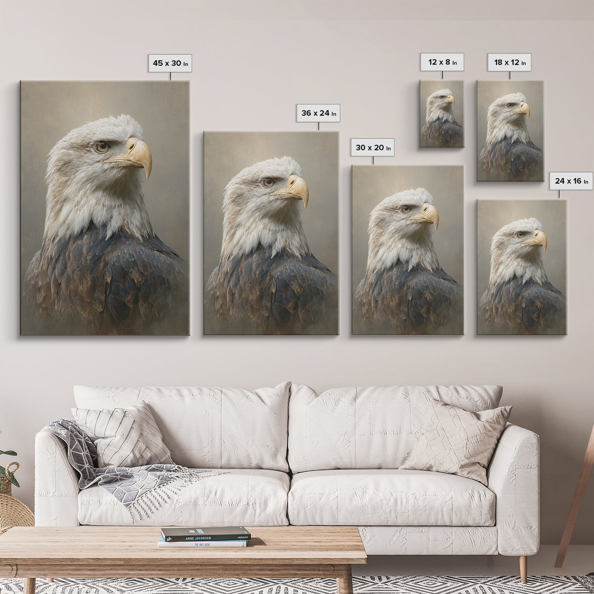 Eagle Portrait with Solemn Presence Canvas Print, Law Office Art, Wall Art, Office Decor, Fine Art, Counsel, Office Wall Decor, LOA-2x3-62