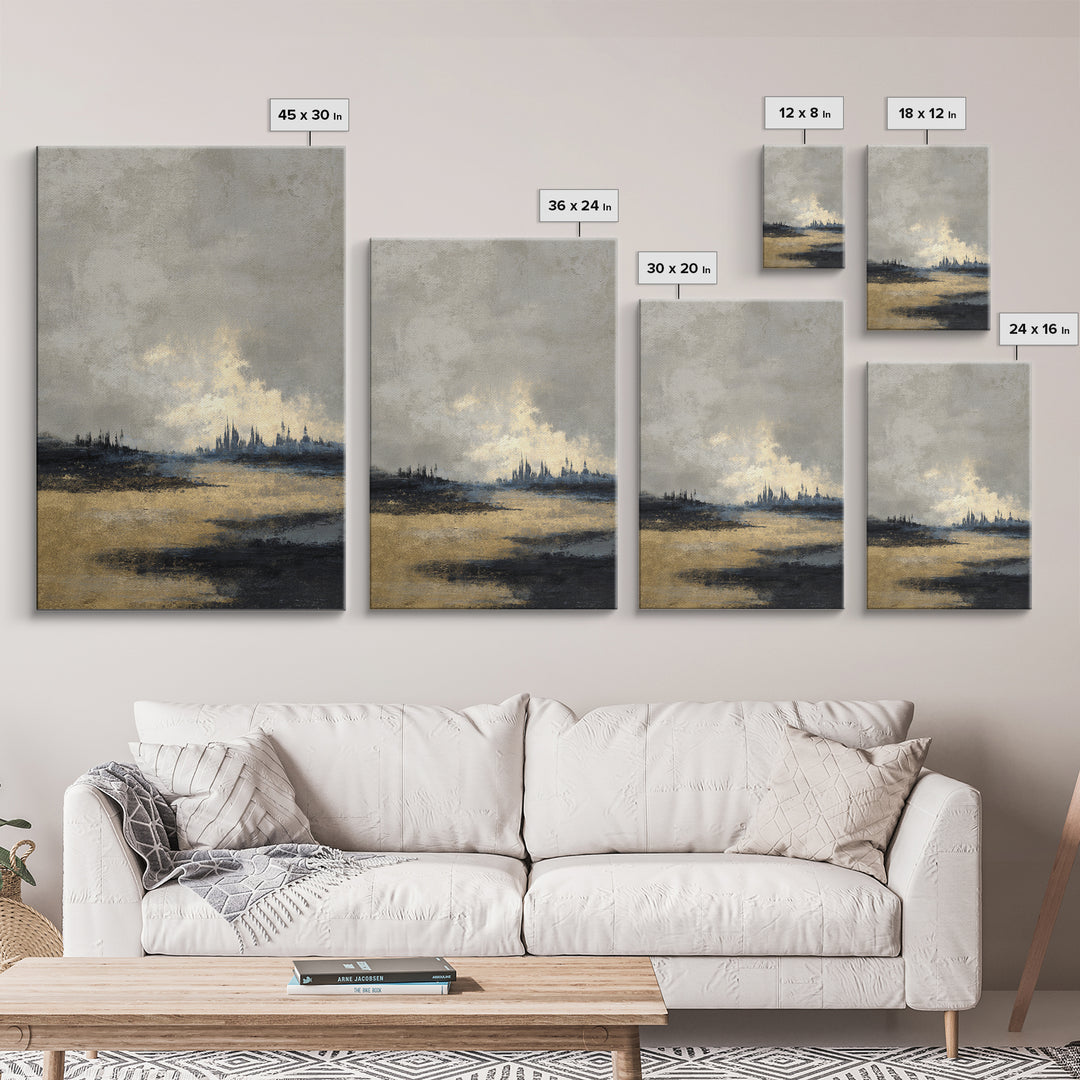 Quiet City Skyline Framed Canvas Print, Law Office Art, Minimalist Decor, Office Decor, Fine Art, Counsel, Poster Print, LOA-2x3-68