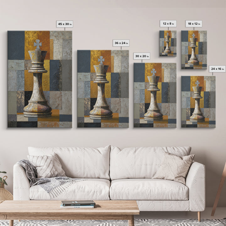 Single Chess King Framed Canvas Print, Law Office Art, Minimalist Decor, Office Decor, Fine Art, Counsel, Poster Print, LOA-2x3-78