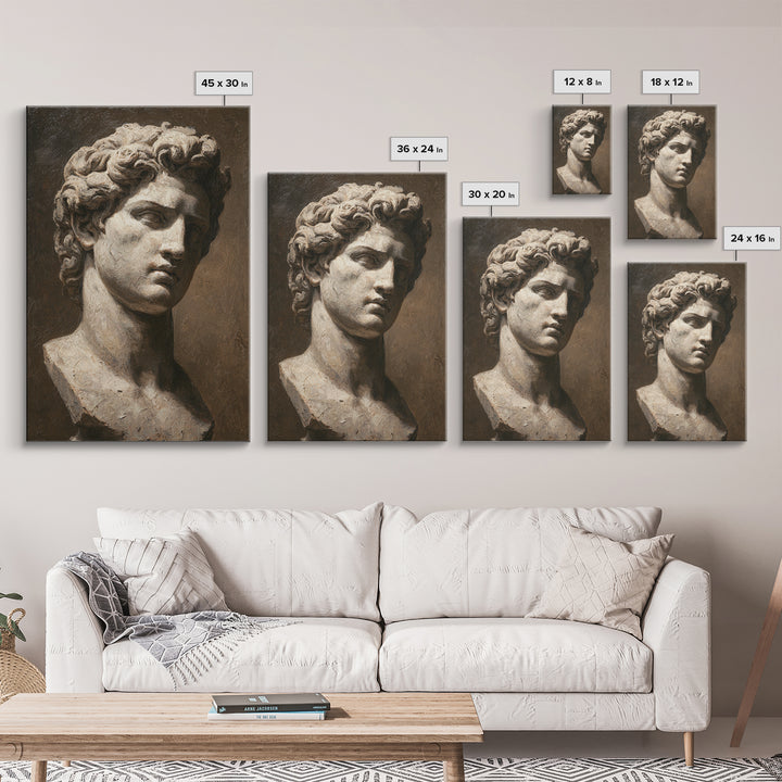 Classical Statue Bust Framed Canvas Print, Law Office Art, Metal Wall Decor, Office Decor, Oil Painting, Counsel, LOA-2x3-8
