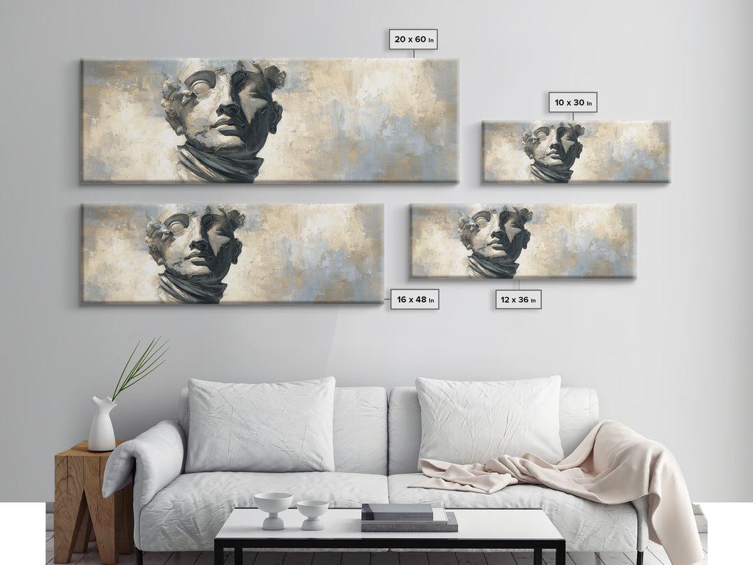 Classical Statue Bust Canvas Print, Law Office Art, Therapy Office Decor, Office Decor, Fine Art, Counsel, Home Decor, LOA-3x1-16