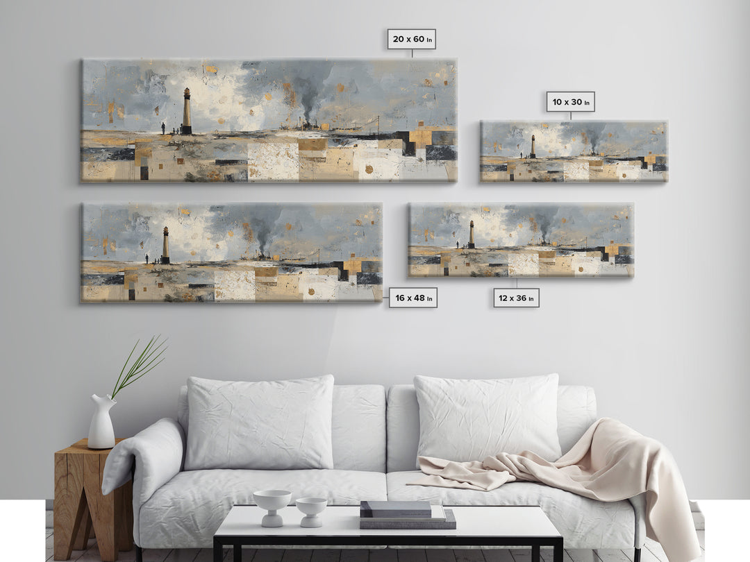 Stormy Landscape with Lighthouse as Guidance Metaphor Canvas Print, Law Office Art, Modern Decor, Office Decor, Counsel, LOA-3x1-27