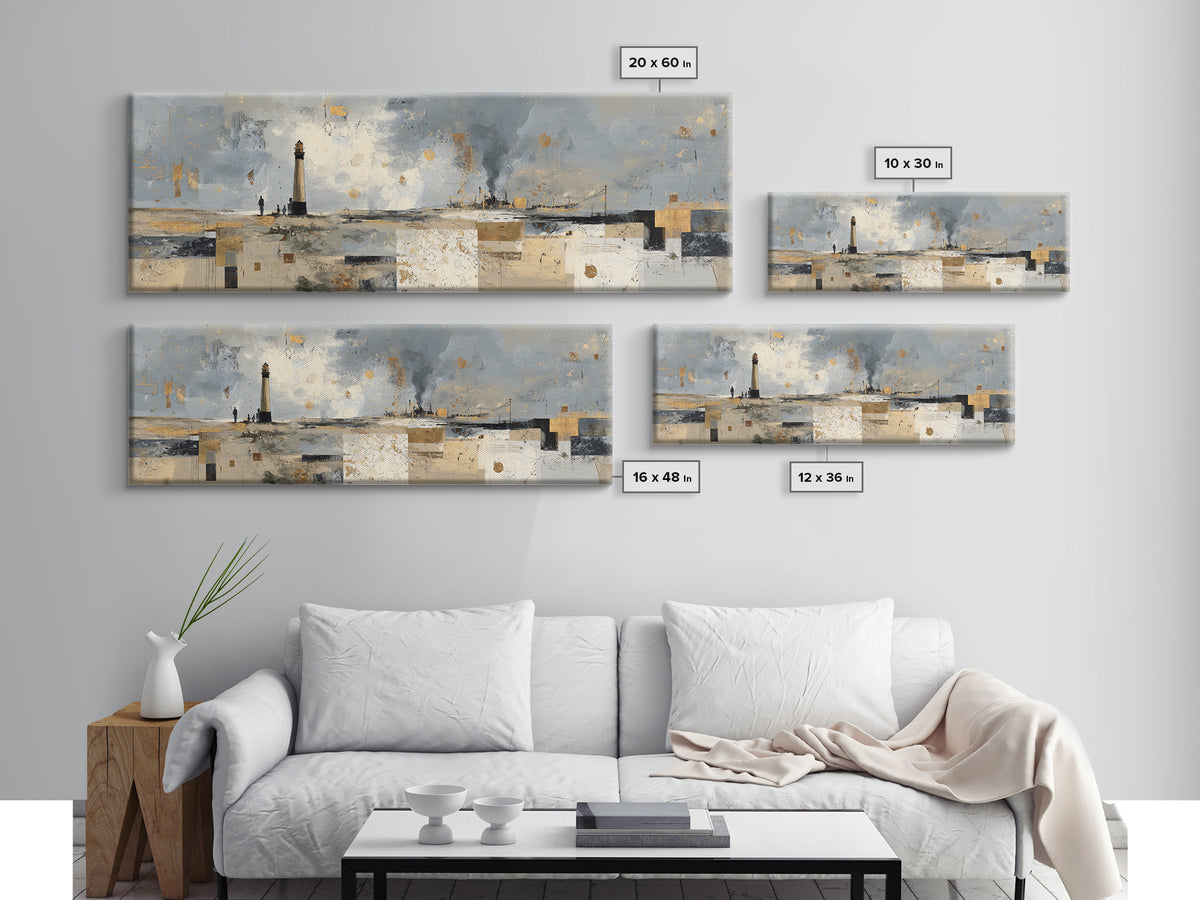 Stormy Landscape with Lighthouse as Guidance Metaphor Canvas Print, Law Office Art, Modern Decor, Office Decor, Counsel, LOA-3x1-27