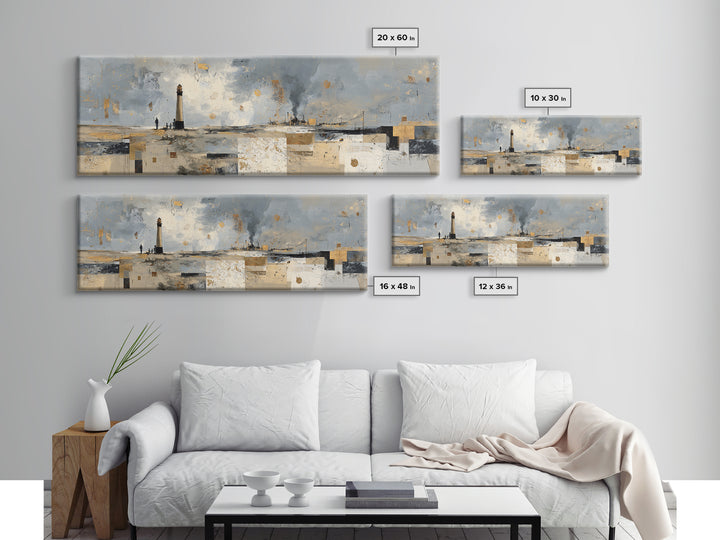Stormy Landscape with Lighthouse as Guidance Metaphor Canvas Print, Law Office Art, Modern Decor, Office Decor, Counsel, LOA-3x1-27