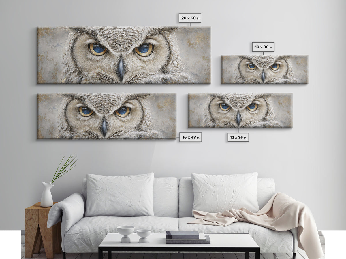 Owl Portrait Representing Wisdom Canvas Print, Law Office Art, Office Wall Art, Office Decor, Fine Art, Counsel, Butterfly Art, LOA-3x1-33