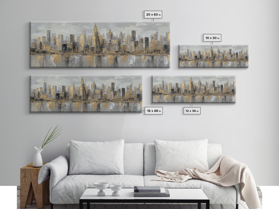 Quiet City Skyline Framed Canvas Print, Law Office Art, Luxury Decor, Office Decor, Fine Art, Counsel, Printable Art, LOA-3x1-52