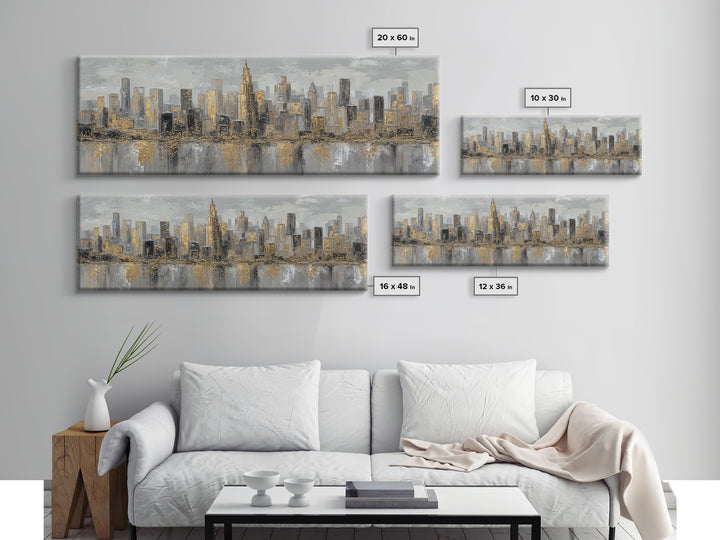 Quiet City Skyline Framed Canvas Print, Law Office Art, Luxury Decor, Office Decor, Fine Art, Counsel, Printable Art, LOA-3x1-52