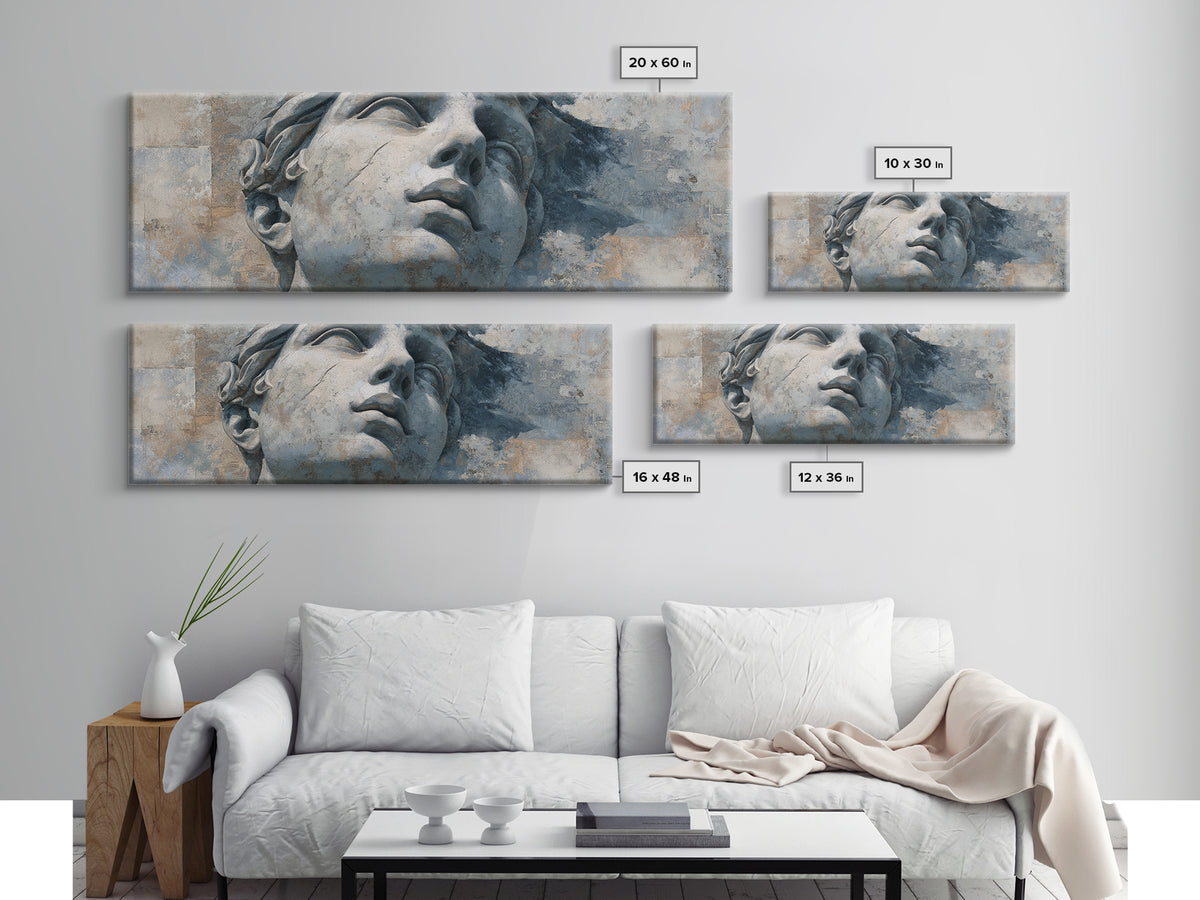 Classical Statue Bust Canvas Print, Law Office Art, Textured Painting, Office Decor, Oil Painting, Counsel, Office Wall Art, LOA-3x1-88