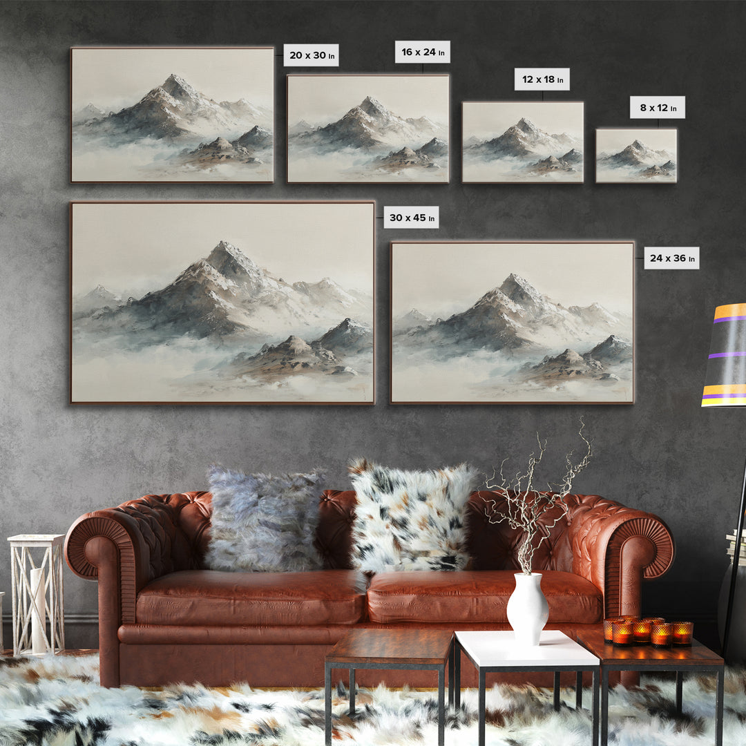Ink Wash Mountain Symbolizing Stability Canvas Print, Law Office Art, Metal Wall Decor, Office Decor, Fine Art, Counsel, LOA-3x2-48