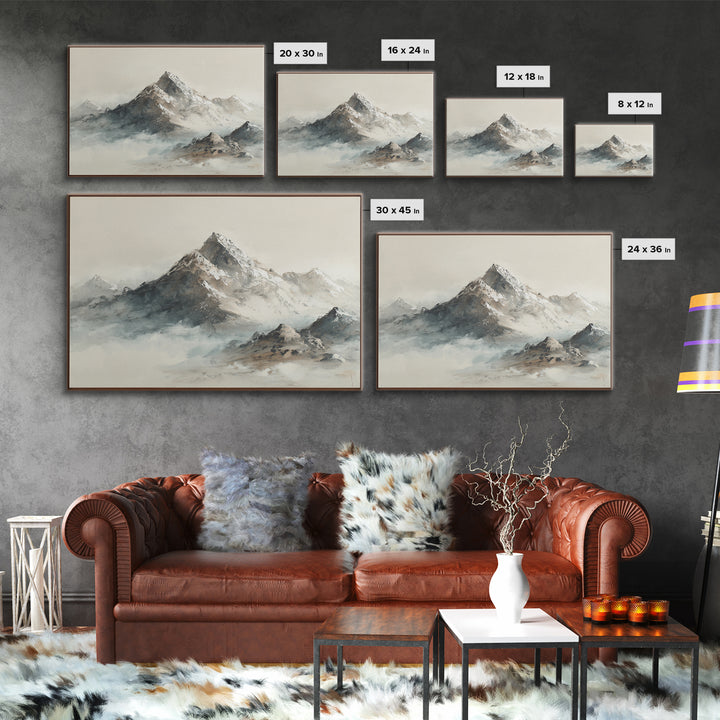 Ink Wash Mountain Symbolizing Stability Canvas Print, Law Office Art, Metal Wall Decor, Office Decor, Fine Art, Counsel, LOA-3x2-48