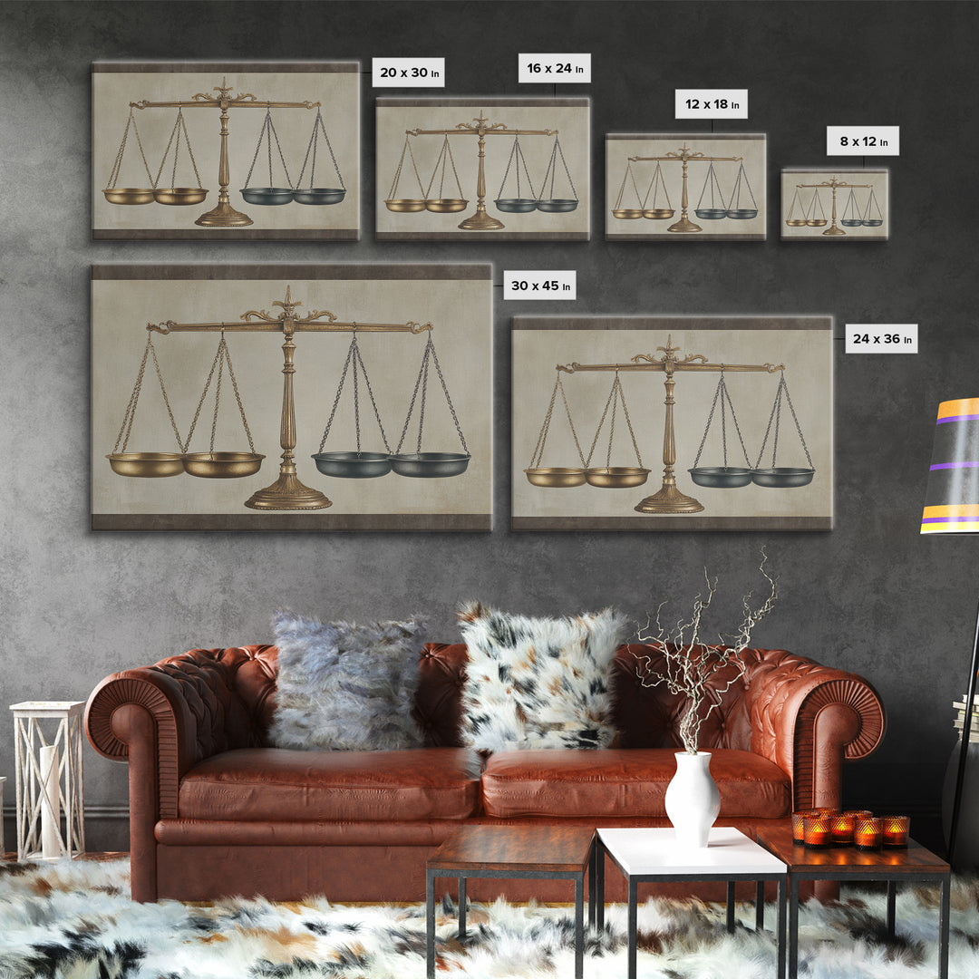 Classical Scales of Justice Canvas Print, Law Office Art, Modern Wall Decor, Office Decor, Fine Art, Counsel, Law School Gifts, LOA-3x2-53