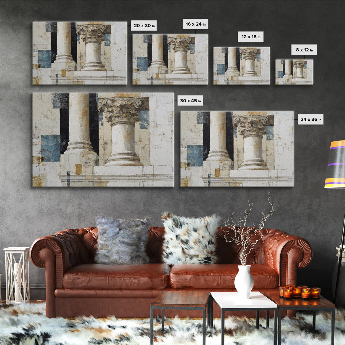 Marble Courthouse Column Study Without Building Scene Canvas Print, Law Office Art, Boho Decor, Office Decor, Counsel, LOA-3x2-55