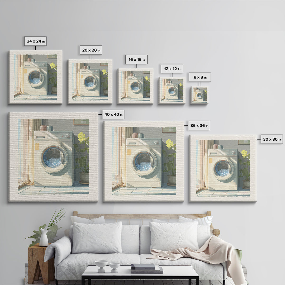 Washing Machine Icon Graphic Without Text Canvas Print, Laundry Room Art, Custom Wall Art, Living Room Decor, Fine Art, Clean, LRA-1x1-10
