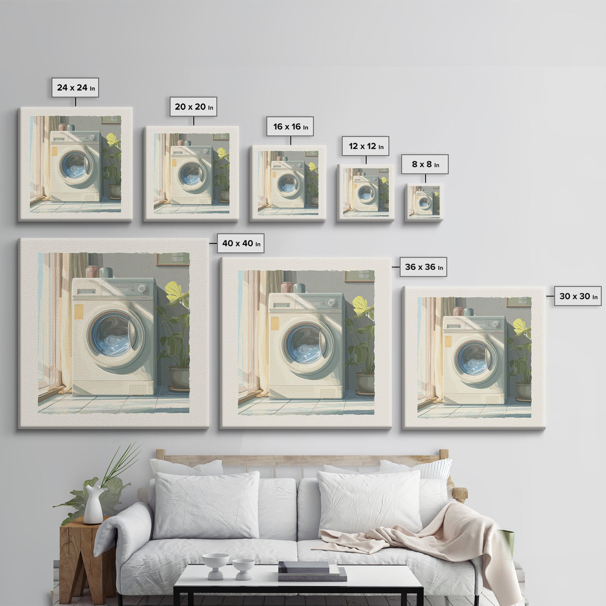Washing Machine Icon Graphic Without Text Canvas Print, Laundry Room Art, Custom Wall Art, Living Room Decor, Fine Art, Clean, LRA-1x1-10