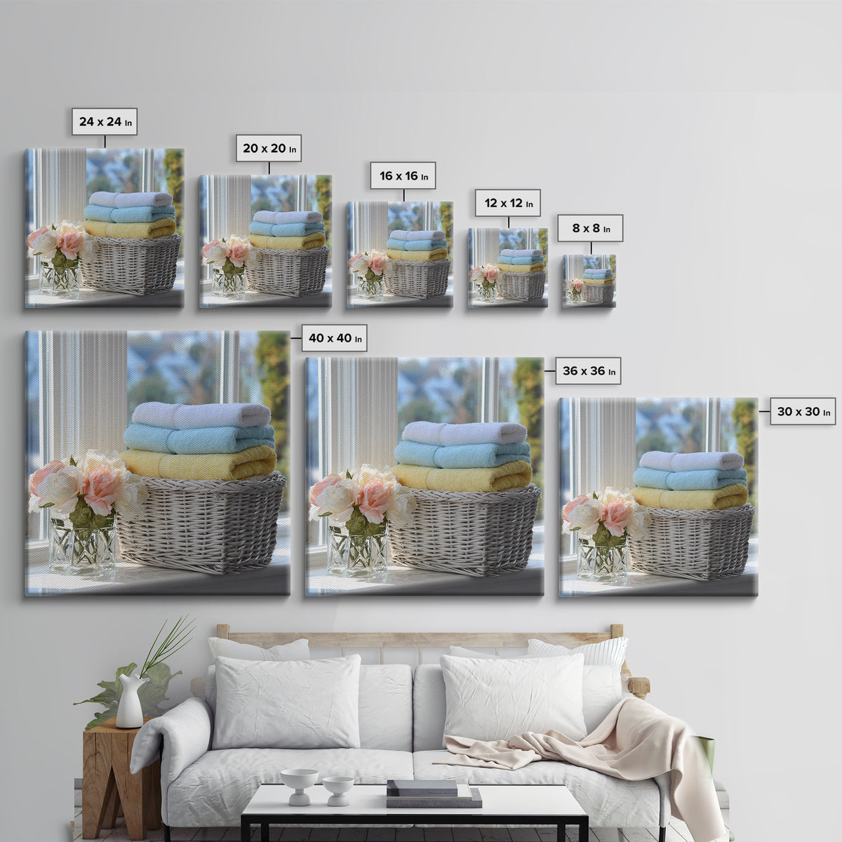 Basket of Folded Towels Canvas Print, Laundry Room Art, Farmhouse Wall Art, Living Room Decor, Fine Art, Clean, Fine Art Print, LRA-1x1-14