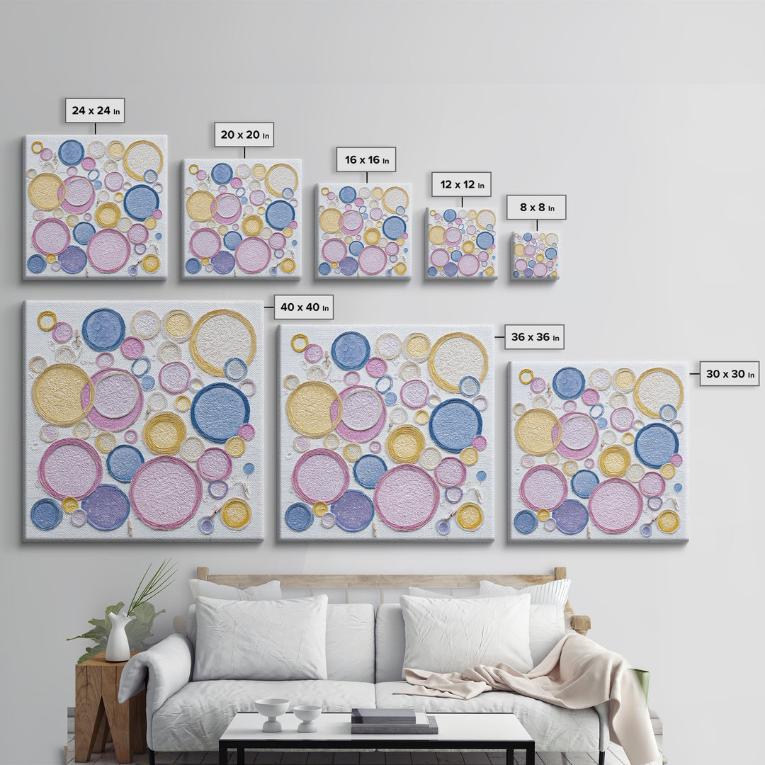 Soap Bubbles Rendered as Playful Abstract Circles Canvas Print, Laundry Room Art, Gallery Wall Prints, Living Room Decor, Clean, LRA-1x1-30
