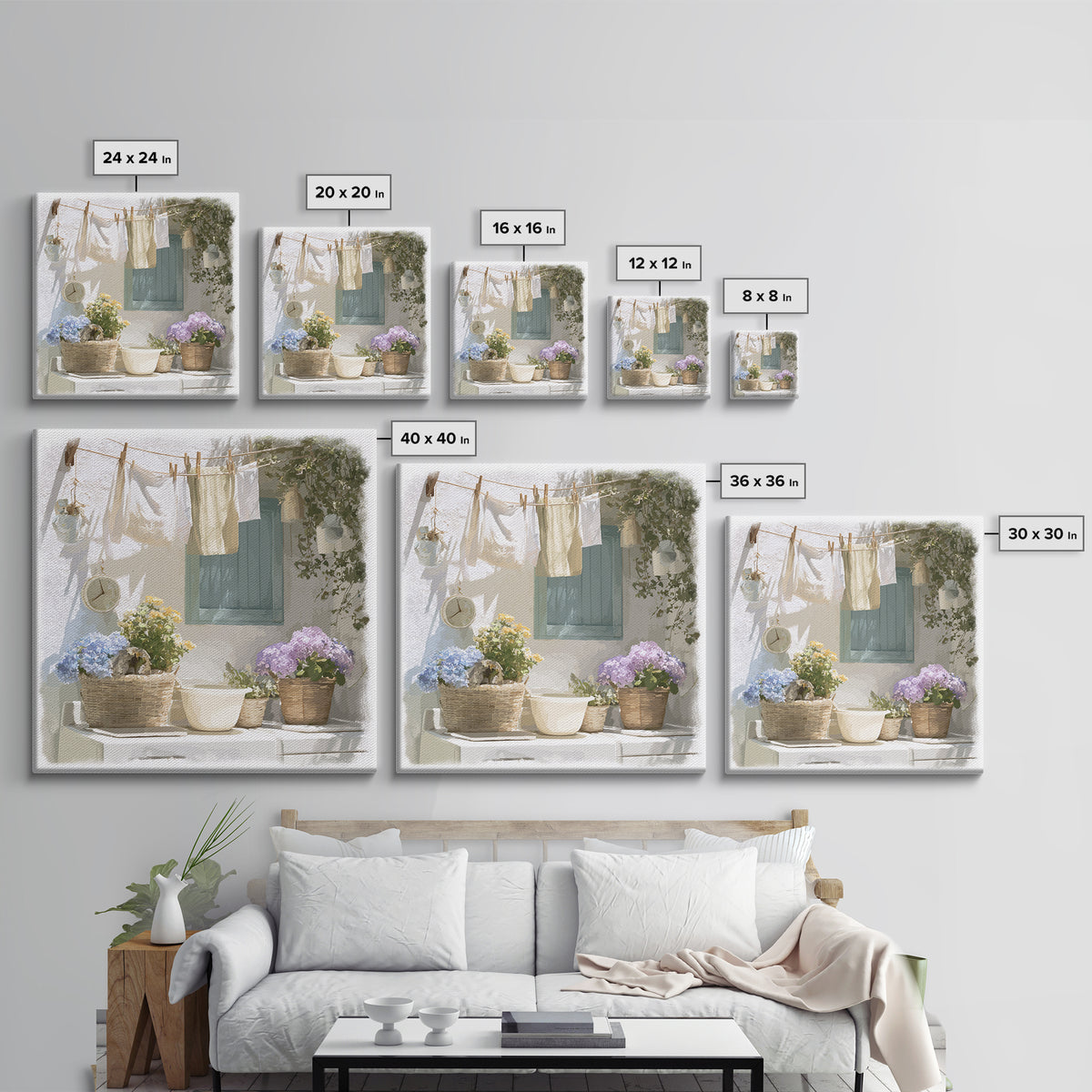 Farmhouse Laundry Sign Ornament Without Words Canvas Print, Laundry Room Art, Minimalist Wall Art, Living Room Decor, Clean, LRA-1x1-43