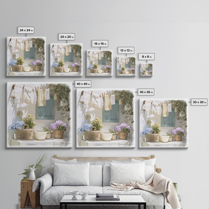Farmhouse Laundry Sign Ornament Without Words Canvas Print, Laundry Room Art, Minimalist Wall Art, Living Room Decor, Clean, LRA-1x1-43