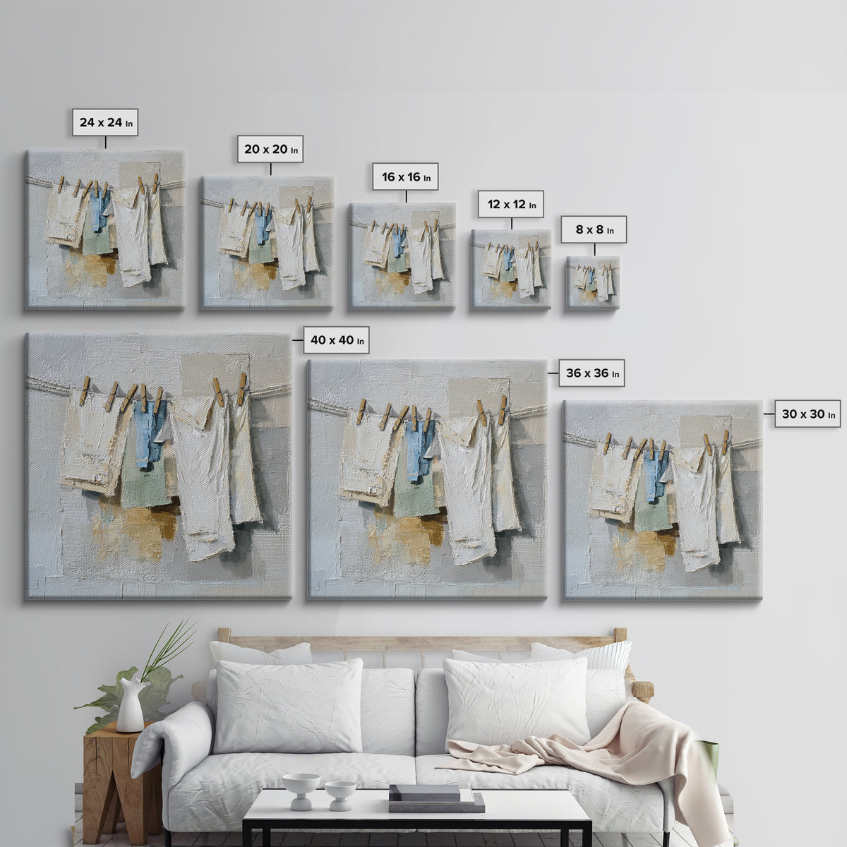 Linen Texture Abstract Canvas Print, Laundry Room Art, Custom Wall Art, Living Room Decor, Abstract Art, Clean, Modern Decor, LRA-1x1-60
