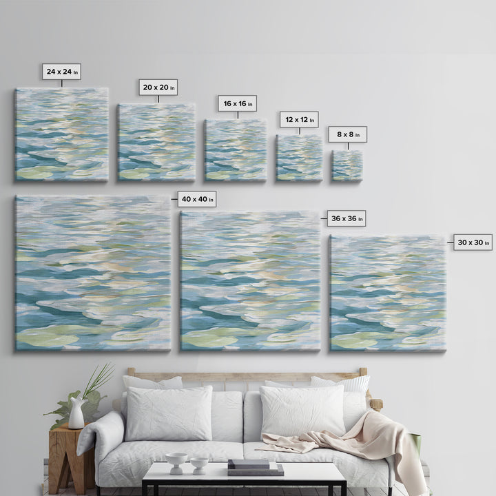 Clean Blue Water Ripple Abstraction Framed Canvas Print, Laundry Room Art, Whimsical Art, Living Room Decor, Fine Art, Clean, LRA-1x1-66