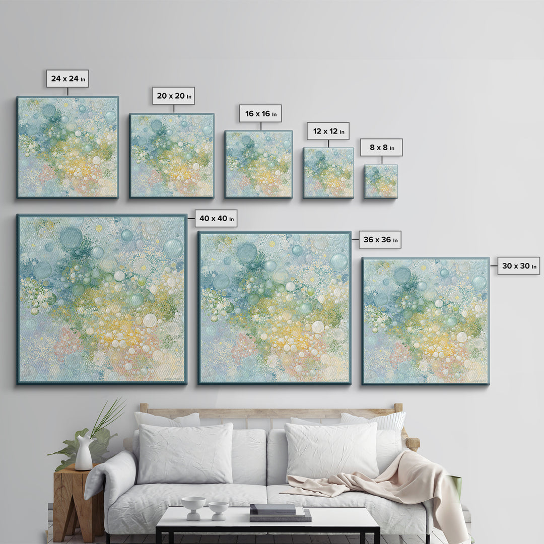 Abstract Suds and Bubbles Framed Canvas Print, Laundry Room Art, Downloadable Art, Living Room Decor, Fine Art, Clean, LRA-1x1-70