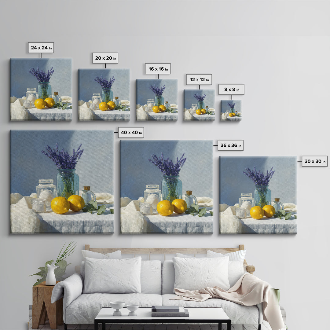 Lemon and Clean Linen Still Life Canvas Print, Laundry Room Art, Modern Decor, Living Room Decor, Abstract Art, Clean, LRA-1x1-75