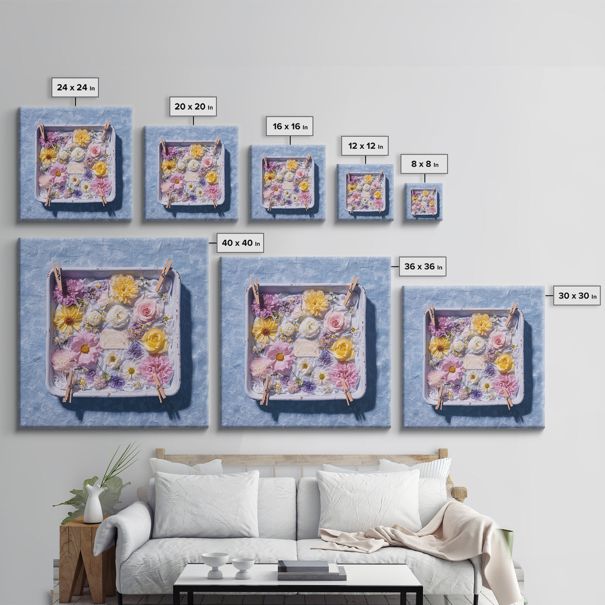 Old Enamel Basin Filled Framed Canvas Print, Laundry Room Art, Digital Print, Living Room Decor, Oil Painting, Clean, LRA-1x1-8