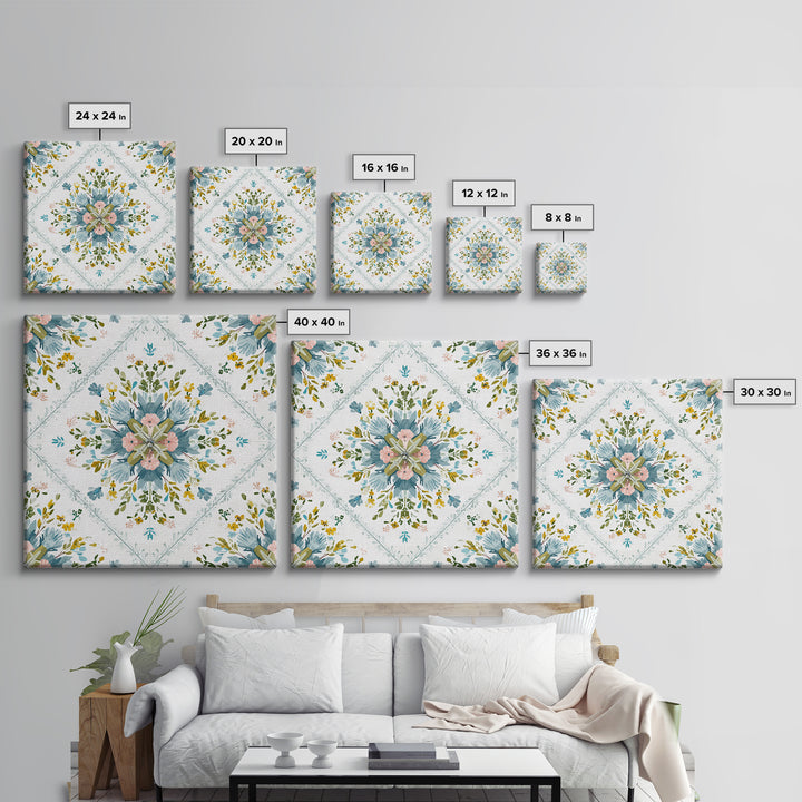 Clothespin Bouquet in Folk Art Style Canvas Print, Laundry Room Art, Apartment Wall Art, Living Room Decor, Fine Art, Clean, LRA-1x1-92