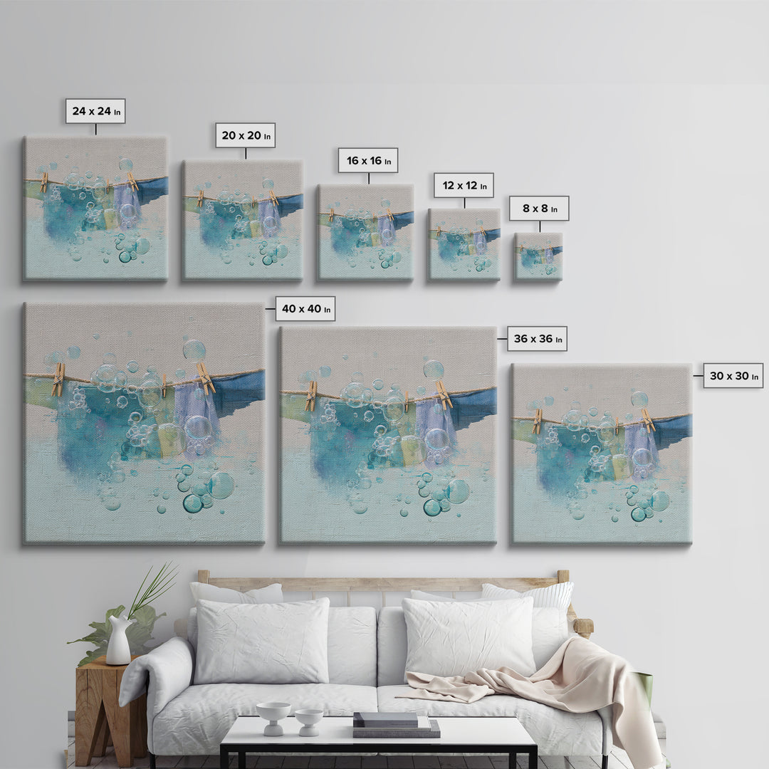 Abstract Suds and Bubbles Canvas Print, Laundry Room Art, Digital Art Print, Living Room Decor, Abstract Art, Clean, LRA-1x1-94