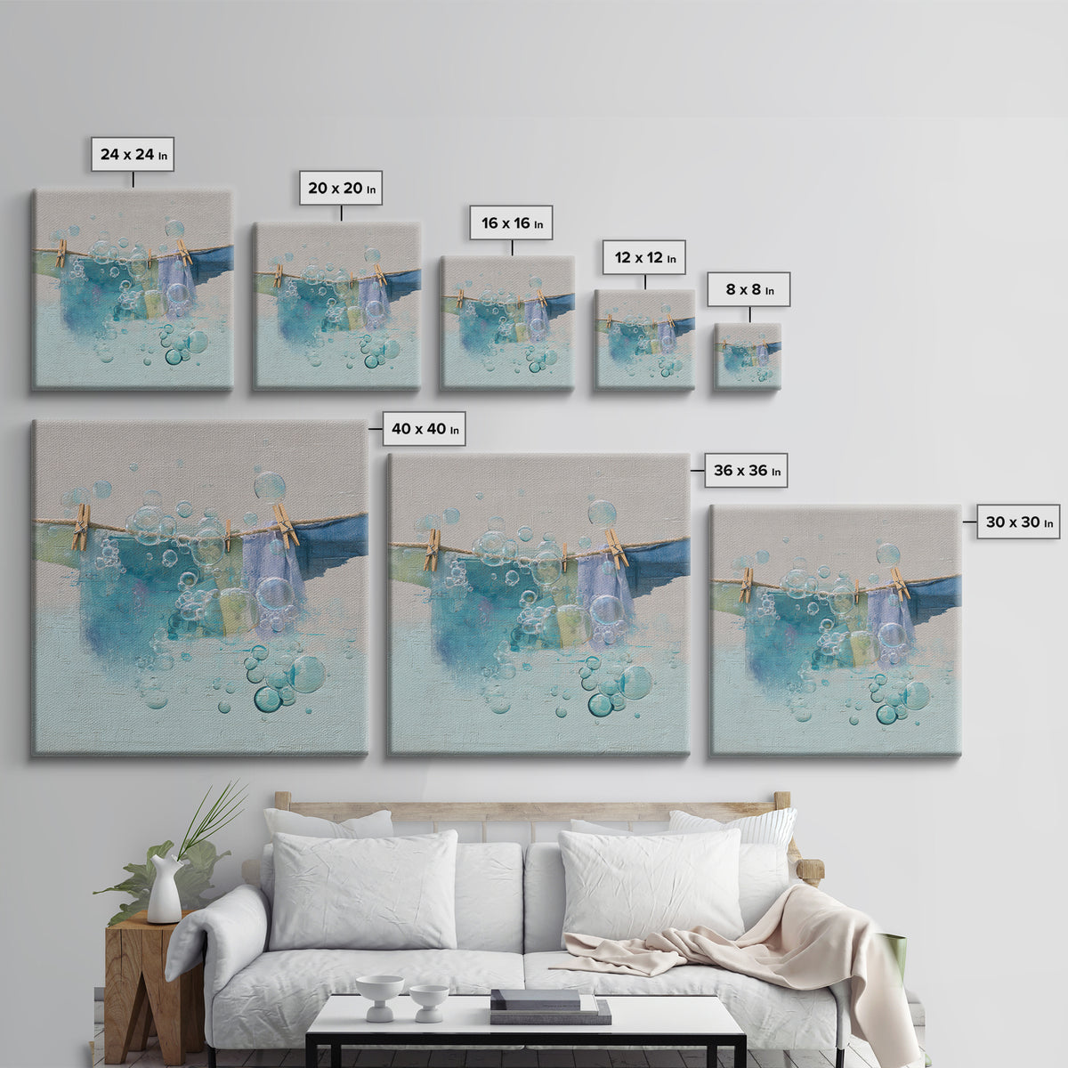 Abstract Suds and Bubbles Canvas Print, Laundry Room Art, Digital Art Print, Living Room Decor, Abstract Art, Clean, LRA-1x1-94